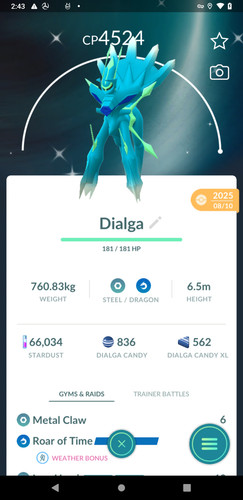 Shiny dialga origin roar - shiny,