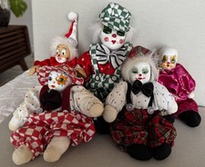Lotto 5 Bambole Clown Vintage