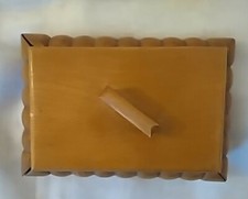 VINTAGE RARA SCATOLA IN LEGNO PER CARTE DA GIOCO ANNI 50/60