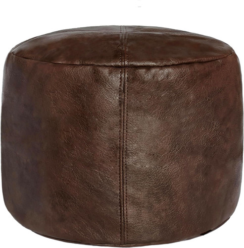 Unstuffed faux leather pouf - unstuffed,