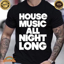 MAGLIETTA HOUSE MUSIC T-Shirt GIALLA Taglia L  Stampa Retro Cult Club DJ
