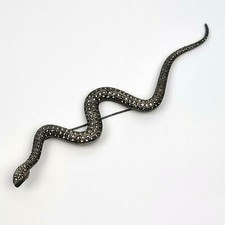 antica SPILLA IN ARGENTO 925 a forma di Serpente con Swarovski Pietre Gioielli 