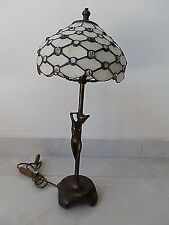 Lampada Abatjour Vetro TIFFANY base LIBERTY in Ottone con gocce di vetro