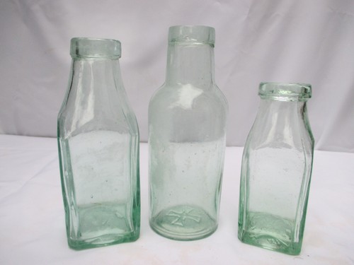 Vintage antique old glass - 3x,