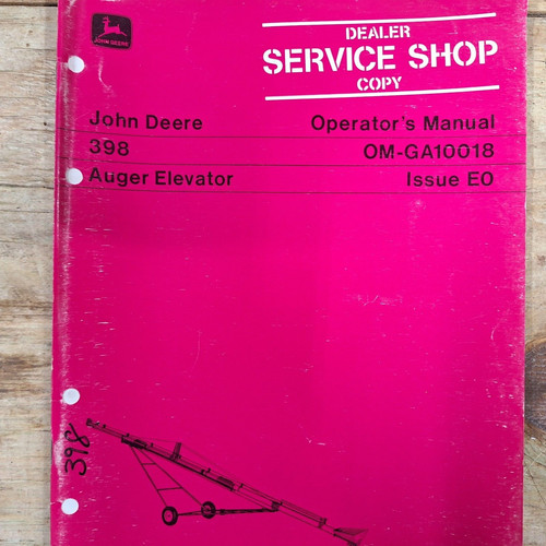 John deere owners manuale 398 - deere,
