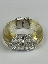 Bracciale KJL by Kenneth Jay Lane vintage chiaro lucite e cristallo con cerniera