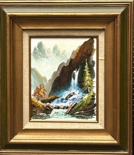 Francesco Rossini (Italiano), Vintage Mid-20 C Orig. O/C testurizzato "Cascata", incorniciato