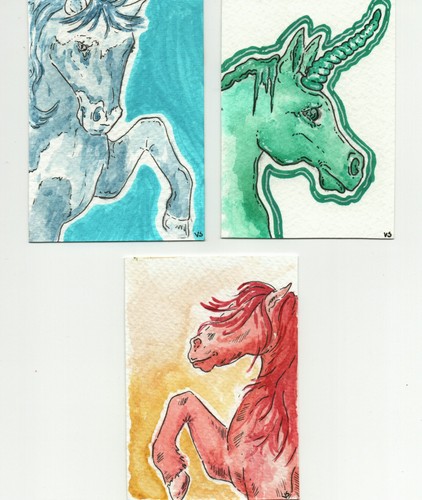 Aceo original art set theee - art,