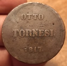 8 Tornesi 1817, Regno Due Sicilie Ferdinando I, Non Comune, Rif. 3470