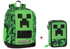 Zaino Organizzato 3 Tasche Scuola Minecraft Pixel + Astuccio 3 zip completo 2025