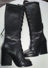 MAX MARA-KANSAS-STIVALI IN PELLE LUNGHI-NUOVI NUMERO 36-NERO