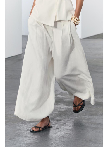 Zara pantalone misto lino con - pantalone,