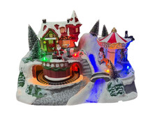 Villaggio Natalizio Irge Con Trenino e Giostrina Movimento Luci LED E Musica