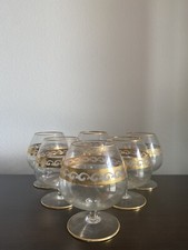 Servizio Bicchieri In Vetro Con Decorazione Color Oro (Set 6 Bicchieri)