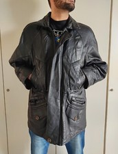 Vintage 90s giacca Vera pelle nera con molti particolari