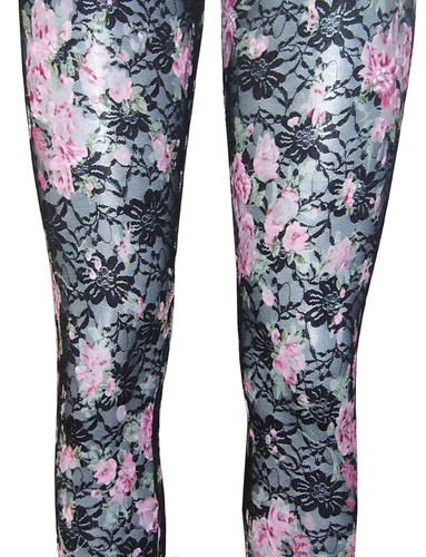 Leggins pizzo nylon rosa - ,