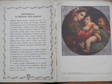 Vecchio quaderno scolastico di scuola epoca RAFFAELLO LA MADONNA DELLA SEGGIOLA