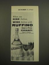 1961 Ruffino Chianti Wine Ad -