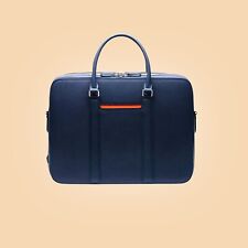 Borsa valigetta per laptop con doppia zip in pelle blu elegante