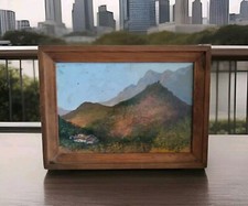 Van Der Loo (1911-1996) Olio Su Faesite " Paesaggio Di Montagna A Hamlet "