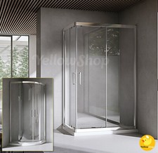 BOX DOCCIA CABINA ANGOLARE CRISTALLO 6 MM RETTANGOLARE CURVO 70 75 80 90 100 120
