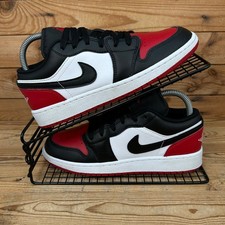 Nike Scarpe da Ginnastica Donna UK 5 Air Jordan 1 Punta Bassa Bianco Nero Rosso Scarpe GS