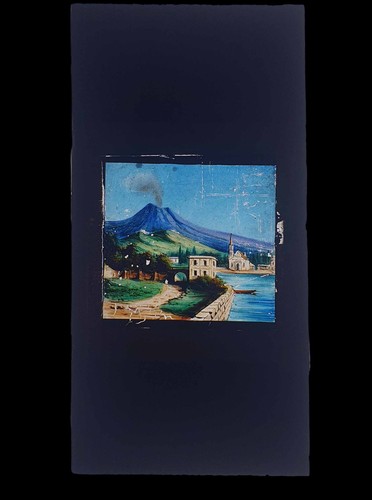 Plaque volcan etna - volcan, 1860
