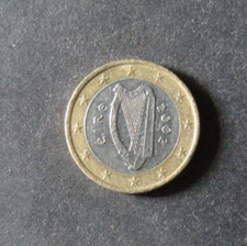 moneta da 1 euro IRLANDA 2002  rara con errori di conio