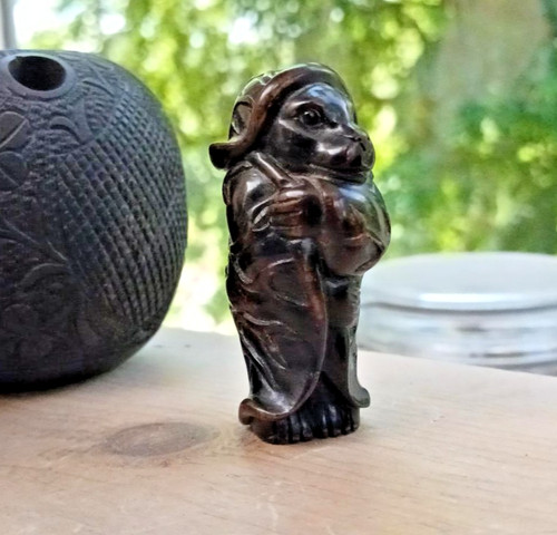 Netsuke tanuki procione cane - tanuki,