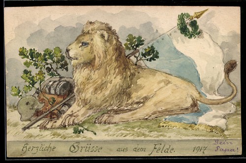 Handzeichnung leone con zaino - handzeichnung,