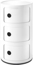 Kartell Componibili Contenitore 3 Elementi ABS Base Tonda Bianco 32 x 32 x 58.5