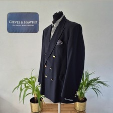Blazer uomo Gieves & Hawkes doppiopetto lana navy 44R bottone oro fila Savile