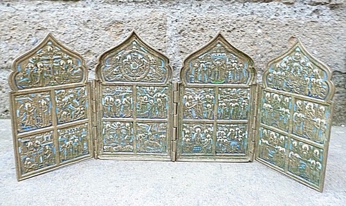 Icona russa in bronzo e - russa,