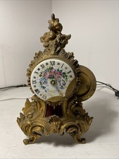 Antico Orologio Da Camino Parigina Bronzo Dorato Parigi XIX Sec. Uso Decorativo