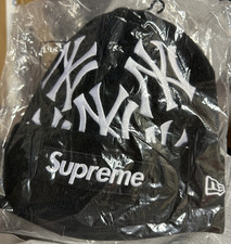 NUOVO Supreme X New York Yankees X New Era Box Logo Beanie (Navy) - Spedizione gratuita