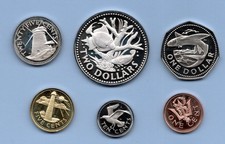 6 MONETE BARBADOS 1973 PROOF. UN CENTESIMO - DUE DOLLARI. LOTTO LAVORO.