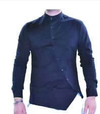 Camicia Uomo COREANA Curva Blu fantasia Size M Slim elasticizzata MADE IN ITALY