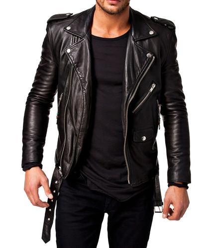 Giubbotto pelle uomo - , biker