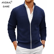 Maglioni da uomo in maglia con cerniera slim fit Colletto alla coreana