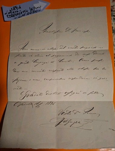 1894 manoscritto lettera - 1894,
