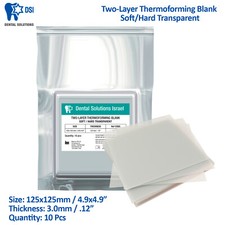 DSI Dental Doppio Morbido Rigido Sottovuoto Formante Fogli Vuoti 10 Piastre 3mm/.12"
