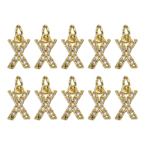 Pezzi charm lettera strass - 10,