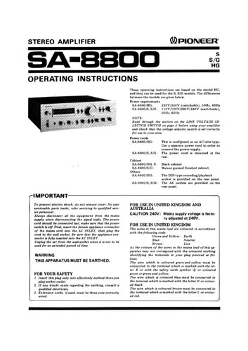 Pioneer 8800 amplificatore - sa-8800,