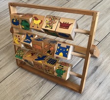 GIOCO DIDATTICO CUBI IN LEGNO - TIPO ALFABETIERE - VINTAGE - DITTA  M G TORINO