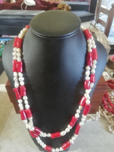 Collana corallo bambu finta - e,