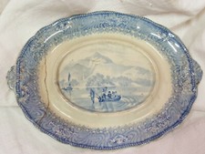 Vassoio da salsiera  terraglia blu Davenport Caledonia  ceramic tray V2  ^