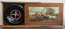 SCATOLA da gioco in legno decorata ROULETTE vintage portatile TAPPETO da tavolo