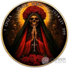 PRAYING SANTA MUERTE Libertad 1 Oz Moneta Argento Mexico 2024