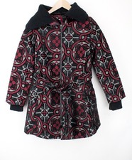Cappotto donna DESIGUAL Sagitario ~38 con cappuccio rosso/grigio fantasia zip*
