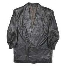 Uomo Nero Pelle Giacca Bottoni